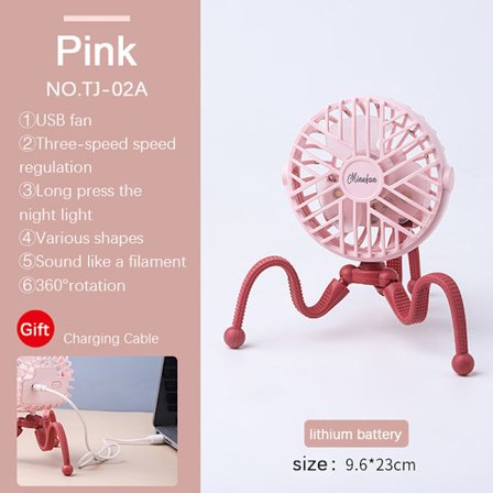 Barnvagnsfläkt Octopus Shape Tripod Clip Fläkt A18