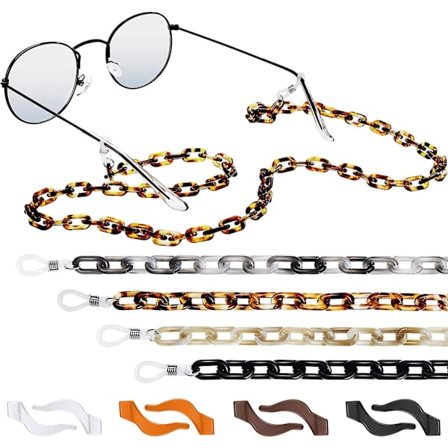 8 kpl Silmälasien Liukumattomat Nauhat, Mukana 4 kpl Akryylilasiketjut Kaulaan, Silmälasien Pidikkeet ja 4 Paria Silikonisia Silmälasien Liukumattomat