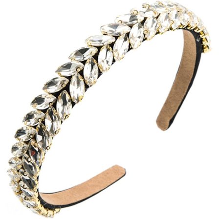 Dame Mote Hårbånd Vintage Krystall Hårbånd Glitrende Diamant Hårbånd Vatterte Hårbånd Lys Brun Light Brown