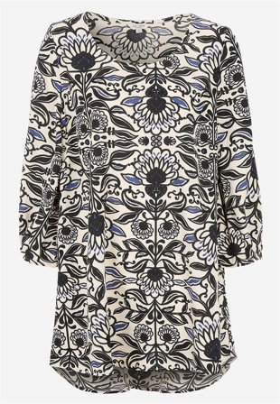 Cellbes of Sweden - Vævet tunika med 3/4 ærmer i blå / mønstret til damer i størrelse 38/40