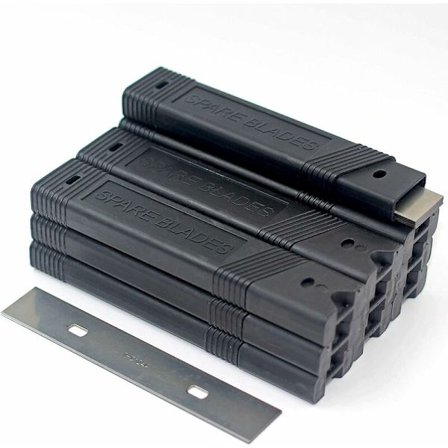 100 stk. 4 tommer skraberblade udskiftning rustfrit stål barberblad til fjernelse af dekaler, klistermærker og klæbende vinyl fra tapet