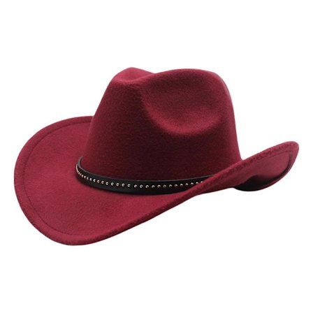 Homburg Cowboyhatte med Unikt Etnisk Bånd Fedoras Hat Top Hat Klassisk Porkpie Hat til Drenge Mænd Hat Tema Fest Claret