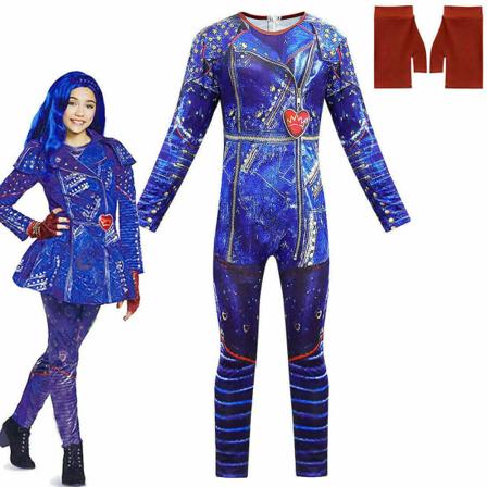 Descendants 3 Evie Kids Cosplay Kostym Party Jumpsuit Klänning 11-12years 7-8years