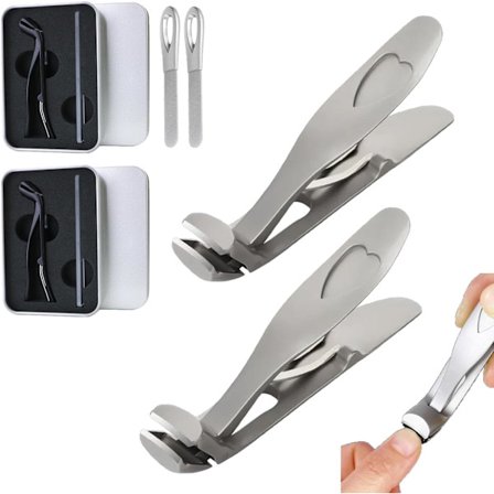 Negleklippere for tykke tånegler, ergonomisk vinklet hode, tåneglklippere for eldre, Shirem negleklippere sølv Silver-FF- Silver 2sett
