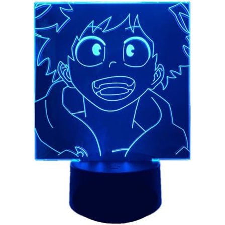 3D Illusion Lampe Anime Led Nattlys Midoriya Izuku Figur Barn Soverom Sengelampe Nattlys Barn Bursdag Jul Gave (16 Farger med Fjernkontroll)