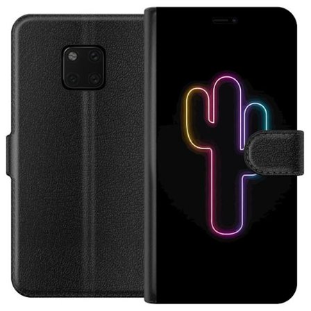 Kompatibelt Lommeboketui til Huawei Huawei Mate 20 Pro Neonillustrasjon av kaktus i rosa og blått lys mot mørk bakgrunn