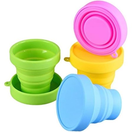 Sammenklappelig kop, kompakt silikone, genanvendelig fødevaregodkendt foldbar kop med låg, udvidelig sammenklappelig drikkekop
