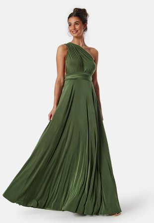 Goddiva - Multi Tie Maxi Dress - Olive Green - Kläder - - Bubbleroom