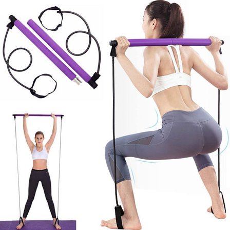 Pilates Bar, Pilates Bar Fitness Set med motståndsband, träningsutrustning KLB