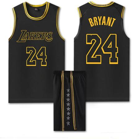 #24 Kobe Bryant Baskettrøje Set Lakers Uniform for Børn Voksne - Sort Y XL (165-170CM)