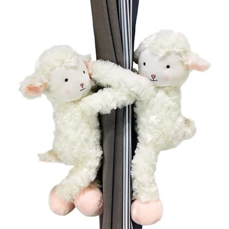 2 stk Gardinholdere Tegneserie Søt Plussj Hvit Sau Dukke Gardin