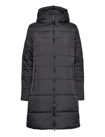 Eisbach Coat W Topattu Pitkä Takki Musta Jack Wolfskin