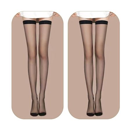 2 par Lårknästrumpor Sidenstrumpor SVART