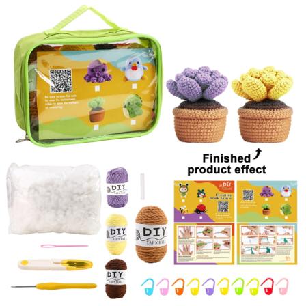 DIY Ull Virkning Kit För Nybörjare Barn Stickkrokar Nålar Handstickning Verktyg Göra Söta Ylle Nyckelring Dockor Null - D