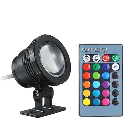 AC/DC 12V 10W RGB LED Undervannslys Senkbar Lampe med Fjernkontroll 16 Farger Endring Flash