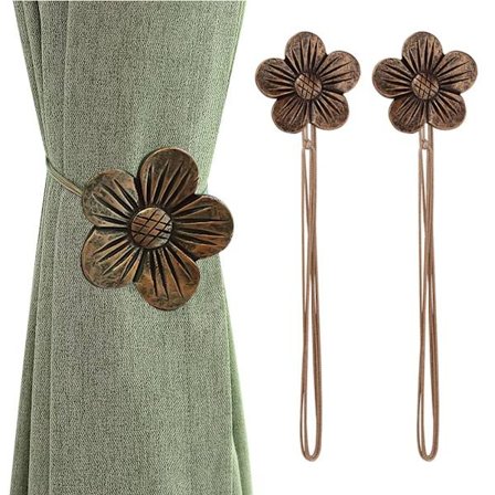 1 par vintage magnetiske gardinholdere, kaffe