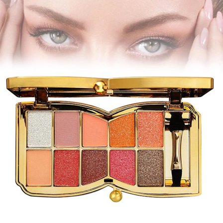 Øjenskyggepalette, 10-farvers glitrende shimmer makeup sæt, glitter øjenskygge med børste og spejl til fester og begivenheder