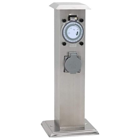 vidaXL Pelare i rostfritt stål med utomhusuttag och timer