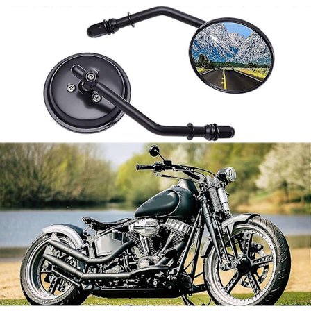 Krom Motorcykel Runda Sportster Speglar Backspegel Kompatibel med Harley Davidson Fatboy Dyna Street Glide Road King Softail-WELLNGS