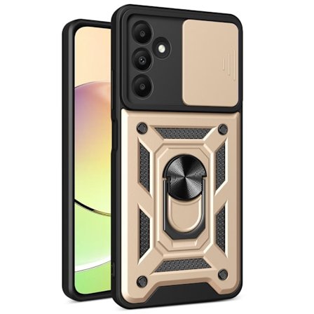 SKALO Samsung A15 5G Armor Hybrid Metallring Kameraslider - Guld