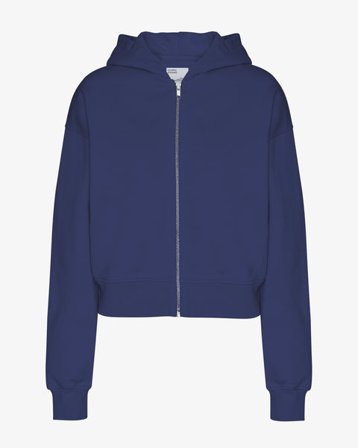 Organic Crop Zip Hood - Marine Blue - Female - XL