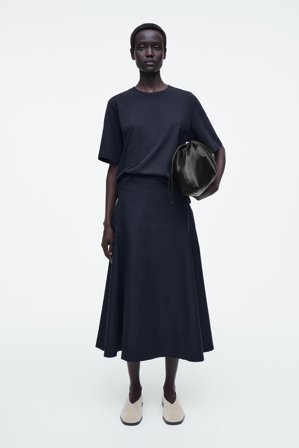 COS Women's T-Shirt In Cotone Dal Taglio Rilassato in Blu