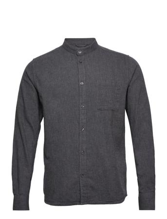 Melangé Flannel Stand Collar Custom Grey Knowledge Cotton Apparel