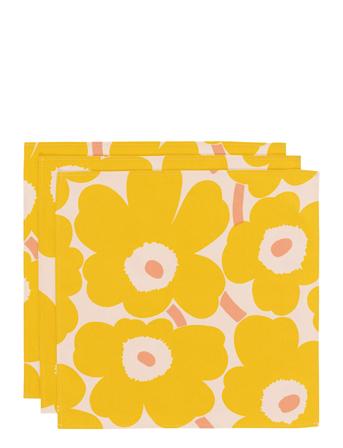 Pieni Unikko Napkin 3 Pcs Home Textiles Kitchen Textiles Napkins Cloth Napkins Yellow Marimekko Home