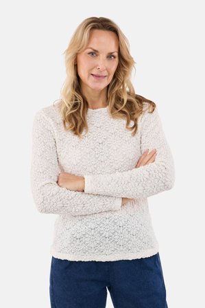 SIGNATURE - Langærmet T-shirt - Råhvid - Struktureret Blonde