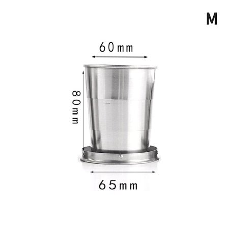 Sammenleggbar kopp i rustfritt stål med nøkkelring Bærbar uttrekkbar