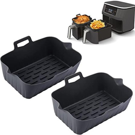 Silikon luftfritøseforing (2 x svart) for rektangulære luftfritøser,