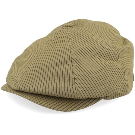 Brixton - Beige flatcap Czapka Z Daszkiem - Brood Dark Tan/Black Hickory Stripe Snap Cap @ Hatstore