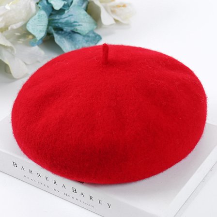 Uld Beret Cap Beret Hat rød