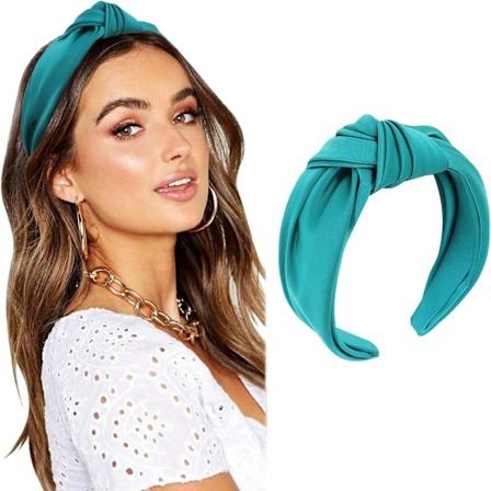 Knyttede Elastiske Hodebånd for Kvinner og Jenter - Mote Yoga Hårtilbehør 1pc: Peacock Green