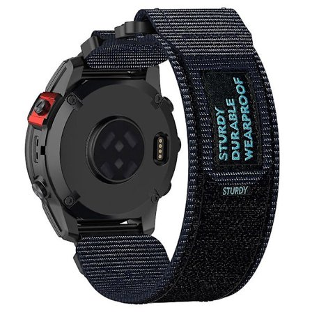 Nylonarmband med självhäftande remsa för Garmin Fenix 7X/7X Pro/Instinct 2X/QuickFit 26mm - Blå Blå Garmin Fenix 7X