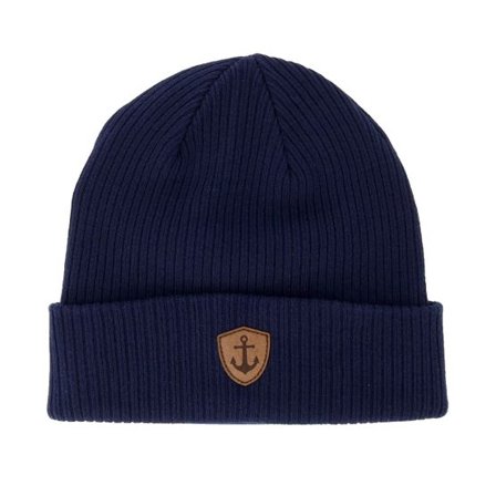 Jack Wolfskin - Blå cuff Beanie - Engraved Anchor Shield Oxford Navy Cuff @ Hatstore