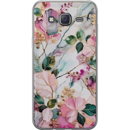 Kompatibel Mobilcover til Samsung Galaxy J5 Abstrakt marmormønster med blomster, blade og gyldne detaljer i bløde pastelfarver