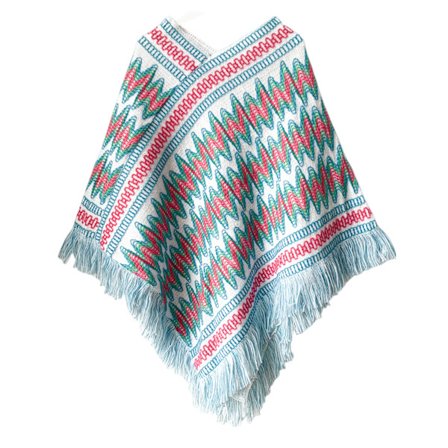Ponchoer til kvinder, Kvinders Ponchoer og Wraps Vinter Retro Stilfuld Poncho Shawl til kvinder - Hvid
