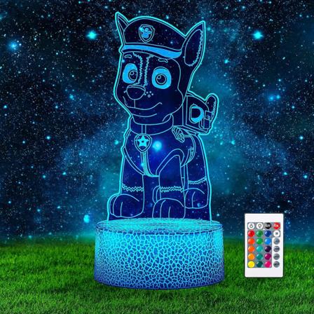 Paw Chase Nattlys Barn, 3d Led Bord Anime-lampe ved nattbord, Berøringslampe Med 16 Farger Endring Og Fjernkontroll For Soveromsdekorasjon, Chase Toys