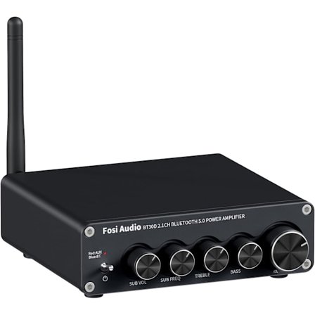Fosi Audio BT30D Bluetooth 5.0 Stereo Audio Receiver Förstärkare 2.1 Channel Hi-Fi Class D Integrated Amp 2X50 Watt
