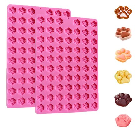 2 Stykker Mini Silikoneforme, 138 Hulrum Hundepoteaftryk Non-stick Silikoneforme til Bagning af Småkager, Slik, Chokolade, Kæledyrsgodbidder