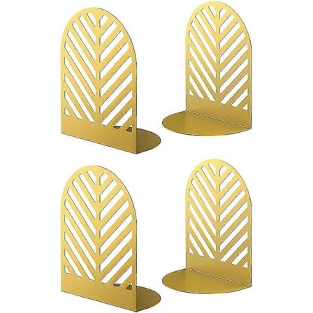 Bokstöd, guld bokstöd för böcker, 1 par metallbokstöd för kontorshyllor