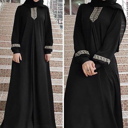 Dam Stor Storlek Tryckt Abaya Jilbab Muslimsk Maxiklänning Casual Kaftan Lång Klänning