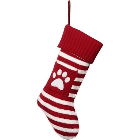 Julestrømper - Hengende julestrømpe med poteavtrykk, stor kabelstrikket strømpe, dekorasjoner for familiehelg, julefest