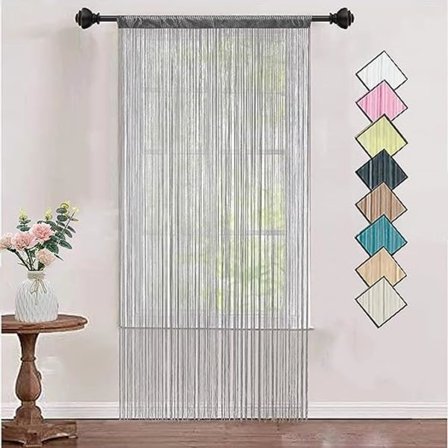 Tynn taugardin med sølvtråd (grå, 100 * 200 cm), enkel dørgardin for tett dekorasjon