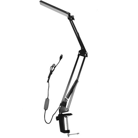 Led skrivebordslampe, 14W svingarm arkitektlampe, skrivebordslampe med 3 farvetilstande, øjenbeskyttelse, fleksibel klemlampe
