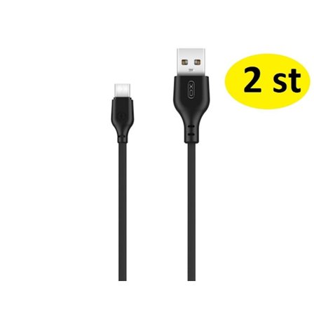 2 st 2 m snabbladdare Usb-C svart
