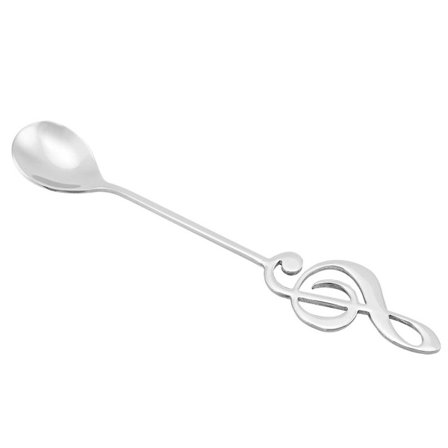 Rostfri dessertsked, musiknot, dricka kaffe KLB