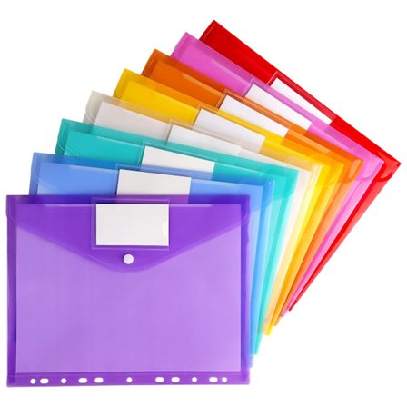 Binderslomme Binder Filmappe Klar Binder, 11 Hull, Letter Størrelse, Polyethylene Binderlomme med Borrelåslukking, Egnet for Skoleartikler