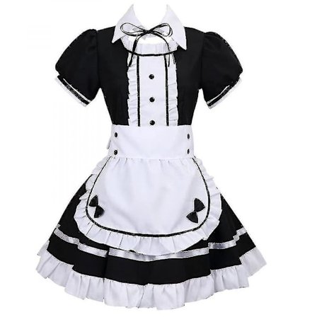 2021 Lolita Maid Kostymer Fransk Maid Dress Jenter Kvinne Amine Cosplay Kostyme Servitrice Maid Party Scene Costumes Set